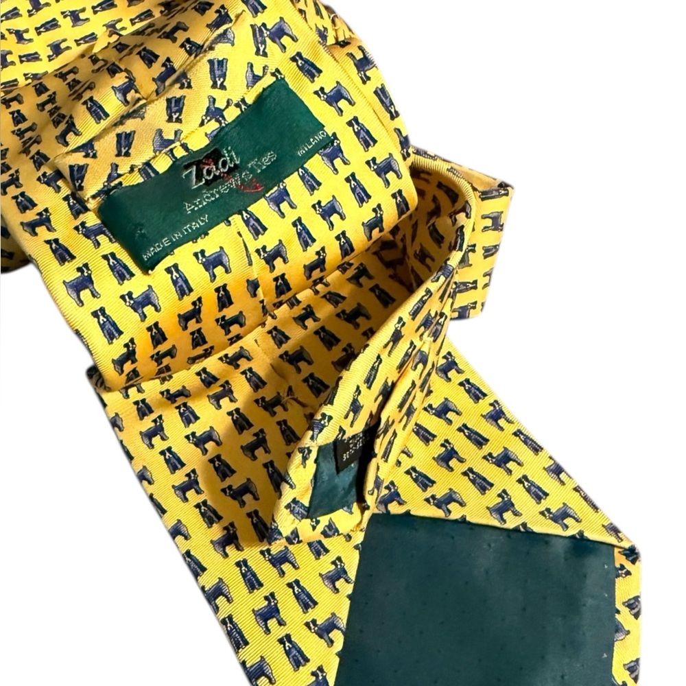 Zadi Men's Casual Yellow Dog Print Shirt